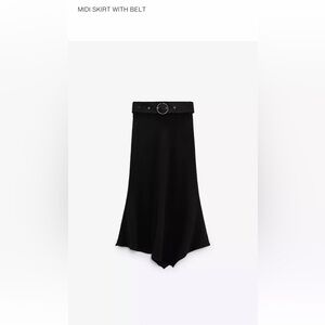 Zara Asymmetrical Black Skirt with Belt